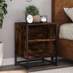 Noptiera stejar afumat 40x31x50 cm lemn prelucrat si metal GartenMobel Dekor