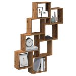 Raft de perete cub, lemn vechi, 90x15x119,5 cm, lemn prelucrat GartenMobel Dekor