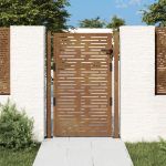 Poartă pentru grădină, 105x155 cm, oțel corten, dreptunghiuri GartenMobel Dekor