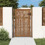 Poartă pentru grădină, 105x155 cm, oțel corten, model bambus GartenMobel Dekor