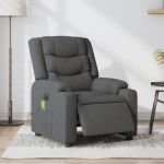 Fotoliu electric de masaj rabatabil, gri închis, textil GartenMobel Dekor