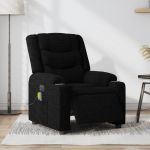 Fotoliu electric de masaj rabatabil, negru, textil GartenMobel Dekor