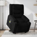 Fotoliu electric de masaj rabatabil cu ridicare, negru, textil GartenMobel Dekor
