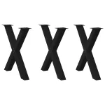 Picioare pentru masă în formă X 3 buc Negru 80x(72-73) cm Oțel GartenMobel Dekor