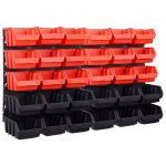 Set cutii depozitare 32 piese cu panouri de perete, roșu&negru GartenMobel Dekor