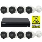 Kit supraveghere IP Dahua pentru exterior 8 camere 2MP PoE Infrarosu 30m IP67  Lentila 2.8mm si NVR 8 canale PoE 2MP SMD Plus + Autocolant ROVISION SafetyGuard Surveillance