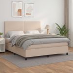 Pat box spring cu saltea, cappuccino, 180x200cm piele ecologică GartenMobel Dekor