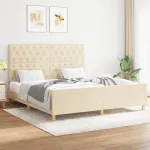 Cadru de pat fără saltea, crem, 160x200 cm, textil GartenMobel Dekor