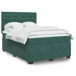 Pat box spring cu saltea, verde închis, 160x200 cm, catifea GartenMobel Dekor