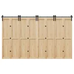 Set feronerie pentru ușă glisantă, negru, 183 cm, oțel GartenMobel Dekor