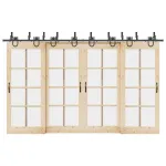 Set feronerie pentru ușă glisantă, negru, 183 cm, oțel GartenMobel Dekor