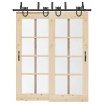 Set feronerie pentru ușă glisantă, negru, 183 cm, oțel GartenMobel Dekor