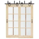 Set feronerie pentru ușă glisantă, negru, 183 cm, oțel GartenMobel Dekor