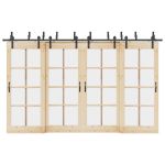 Set feronerie pentru ușă glisantă, negru, 183 cm, oțel GartenMobel Dekor