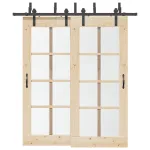 Set feronerie pentru uși glisante, negru, 200 cm, oțel GartenMobel Dekor