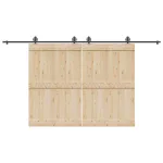 Set feronerie pentru uși glisante, negru, 200 cm, oțel GartenMobel Dekor