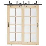 Set feronerie pentru uși glisante, negru, 200 cm, oțel GartenMobel Dekor