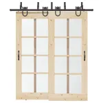 Set feronerie pentru uși glisante, negru, 200 cm, oțel GartenMobel Dekor