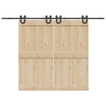 Set feronerie pentru uși glisante, negru, 200 cm, oțel GartenMobel Dekor