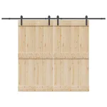 Set feronerie pentru uși glisante, negru, 213,5 cm, oțel GartenMobel Dekor