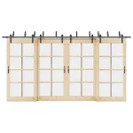 Set feronerie pentru uși glisante, negru, 213,5 cm, oțel GartenMobel Dekor