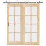 Set piese pentru ușă glisantă, argintiu, 200 cm oțel inoxidabil GartenMobel Dekor