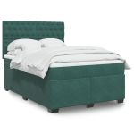Pat box spring cu saltea, verde închis, 140x190 cm, catifea GartenMobel Dekor