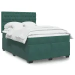Pat box spring cu saltea, verde închis, 140x190 cm, catifea GartenMobel Dekor
