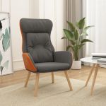 Scaun de relaxare, gri închis, catifea și PVC GartenMobel Dekor