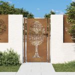 Poartă de grădină, 105x205 cm, oțel corten, model copac GartenMobel Dekor
