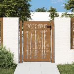 Poartă pentru grădină, 105x155 cm, oțel corten, model bambus GartenMobel Dekor