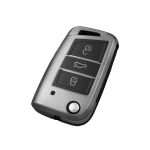 Husa Cheie Auto Briceag VW Golf 7, 3 Butoane, Tpu, Gri Inchis AutoProtect KeyCars