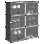 Organizator cub de depozitare cu 6 cuburi și uși PP negru GartenMobel Dekor