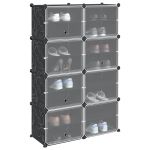 Organizator cub de depozitare cu 8 cuburi și uși PP negru GartenMobel Dekor