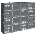 Organizator cub de depozitare cu uși, 16 cuburi, negru, PP GartenMobel Dekor