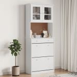 Dulap înalt ALTA, alb, 77x35x188 cm, lemn masiv de pin GartenMobel Dekor