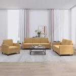 Set de canapele, 3 piese, maro, catifea GartenMobel Dekor