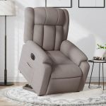Fotoliu electric rabatabil cu ridicare, gri taupe, textil GartenMobel Dekor