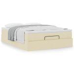 Cadru de pat otoman cu saltea crem 140x200cm stofa GartenMobel Dekor