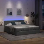 Cadru de pat otoman cu saltele țesătură gri închis 200x200cm GartenMobel Dekor