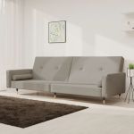 Canapea extensibilă cu 2 locuri, 2 perne, gri deschis, catifea GartenMobel Dekor