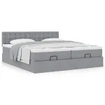 Cadru de pat otoman cu saltele țesătură gri deschis 200x200cm GartenMobel Dekor