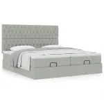 Cadru de pat otoman cu saltele Gri deschis 180x200cm catifea GartenMobel Dekor