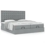 Cadru de pat otoman cu saltele țesătură gri deschis 200x200cm GartenMobel Dekor