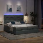 Cadru de pat otoman cu saltele țesătură gri închis 200x200cm GartenMobel Dekor