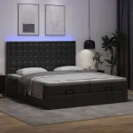 Cadru de pat otoman saltele Negru 180x200cm piele artificială GartenMobel Dekor