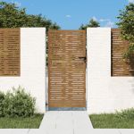Poartă pentru grădină, 85x175 cm, oțel corten, dreptunghiuri GartenMobel Dekor