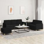 Set de canapele cu perne, 3 piese, negru, textil GartenMobel Dekor