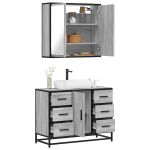 Set mobilier de baie, 2 piese, gri sonoma, lemn prelucrat GartenMobel Dekor