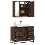 Set mobilier de baie, 2 piese, stejar maro, lemn prelucrat GartenMobel Dekor